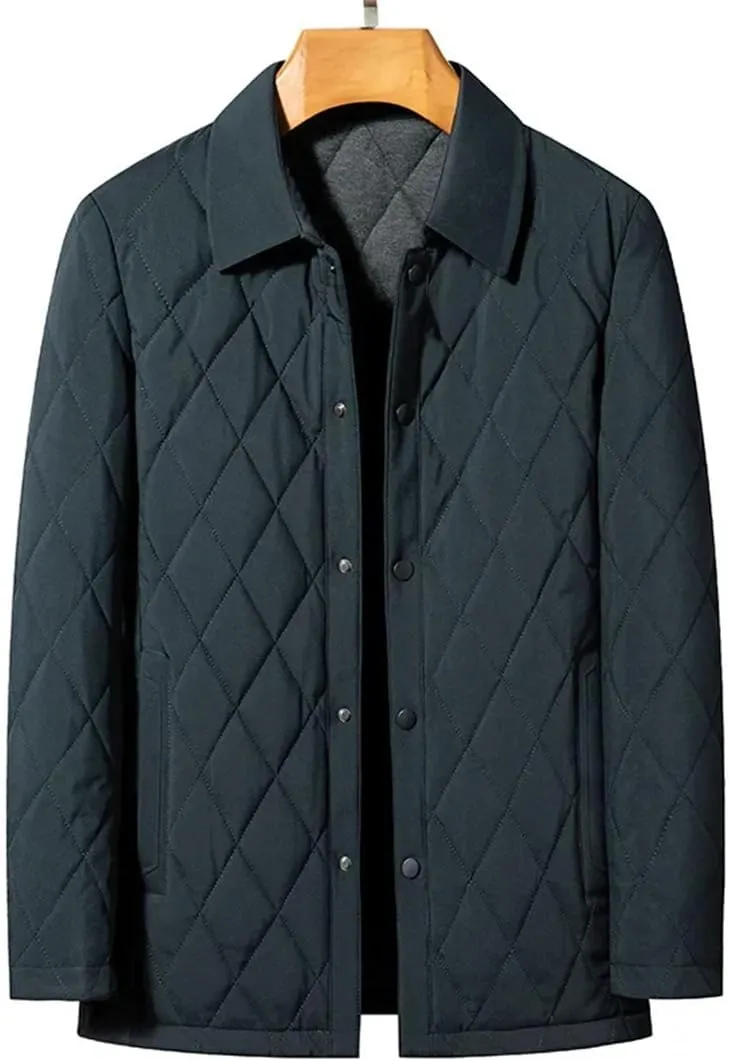 Men's Winter Jacket Business Diamond Plaid Cotton Jacket Men's Padded Jacket Thickened Coat