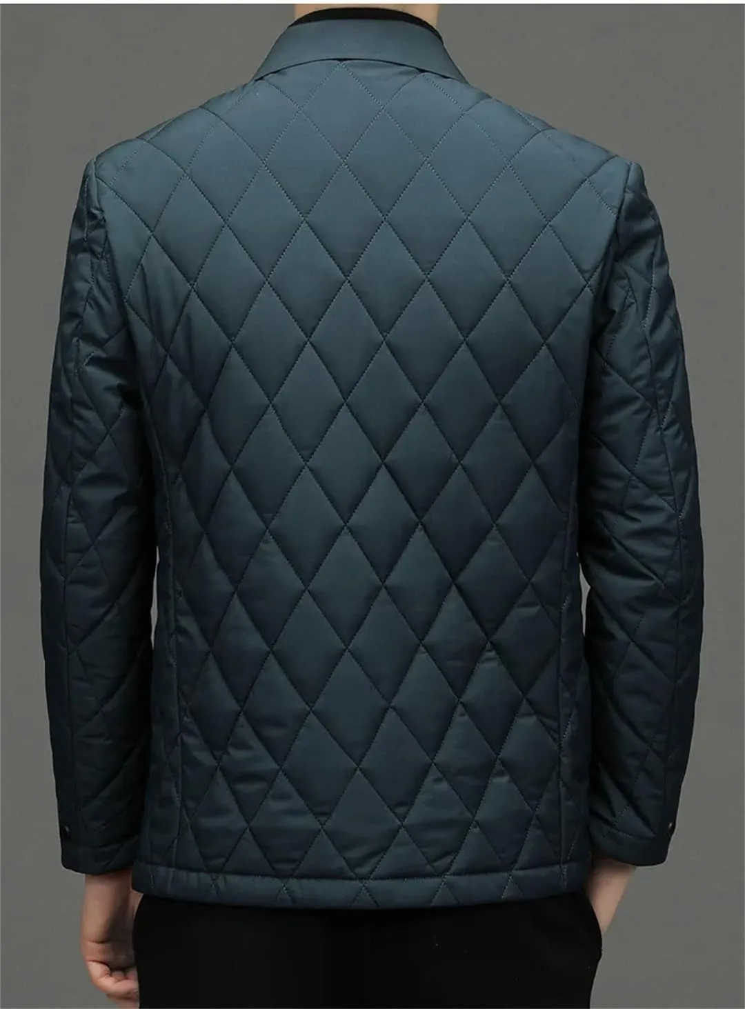 Men's Winter Jacket Business Diamond Plaid Cotton Jacket Men's Padded Jacket Thickened Coat