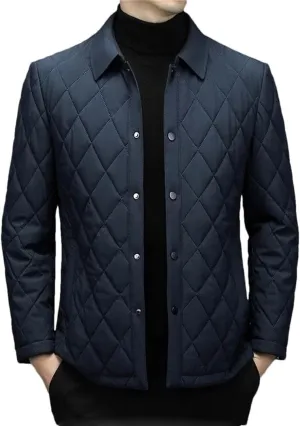 Men's Winter Jacket Business Diamond Plaid Cotton Jacket Men's Padded Jacket Thickened Coat