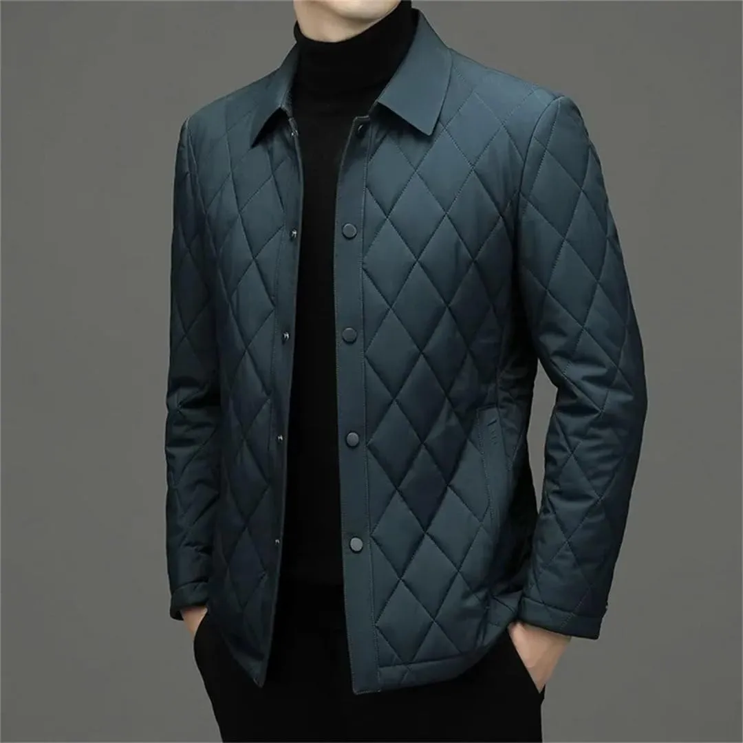 Men's Winter Jacket Business Diamond Plaid Cotton Jacket Men's Padded Jacket Thickened Coat