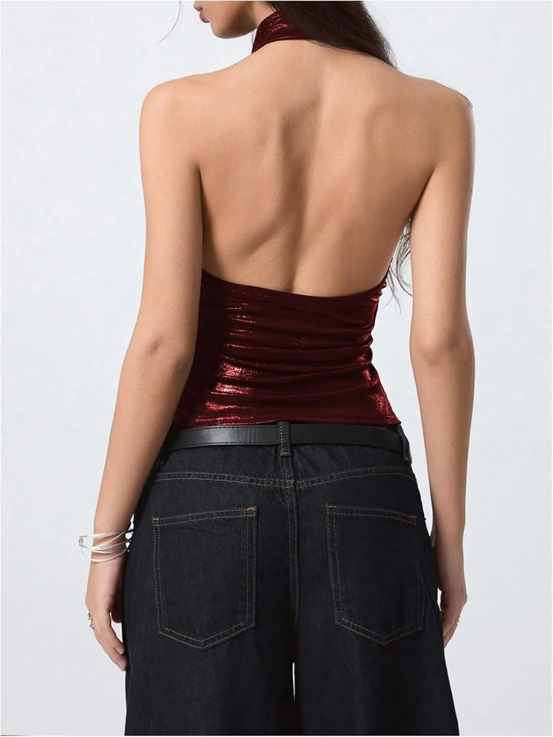 Milumia Women's Sexy Backless Halter Top Sleeveless Slim Fit Party Rave Tank Tops