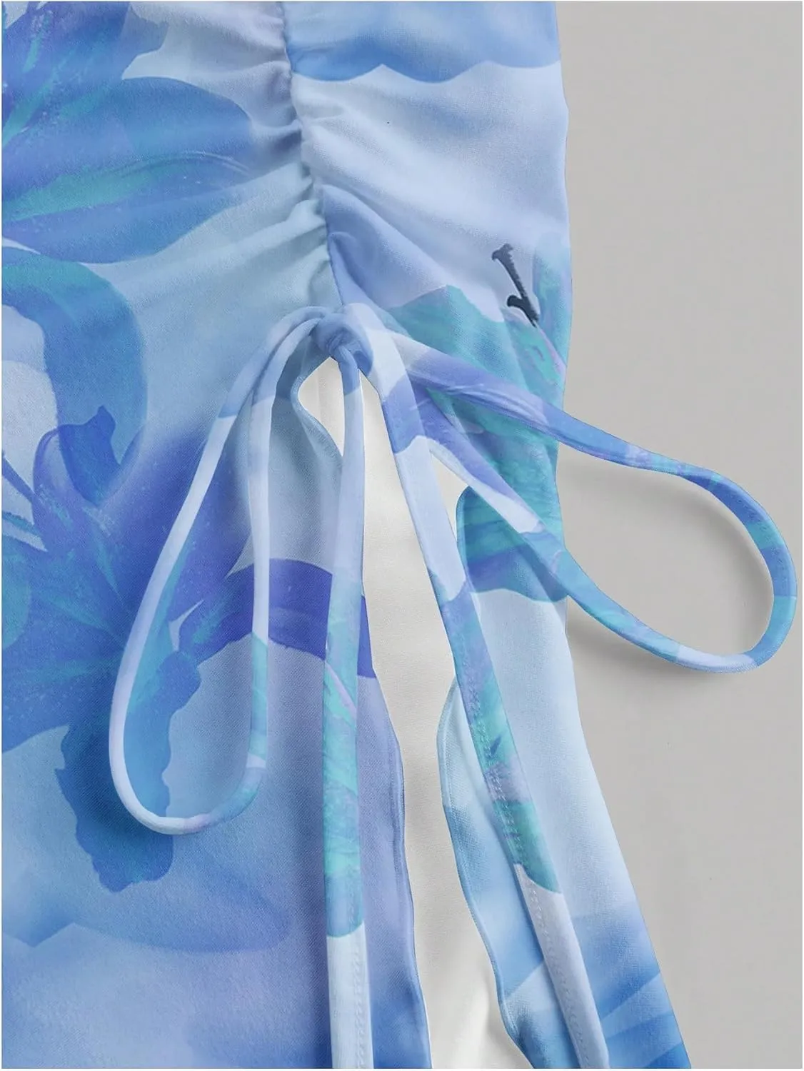 Milumia Women's Tie Dye Drawstring Side Tube Top Lettuce Asymmetrical Hem Bandeaus