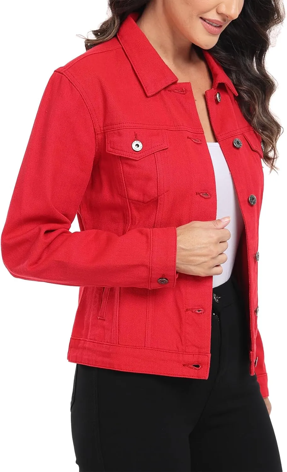 MISS MOLY Women's Denim Jackets Button Up Long Sleeve Basic Trendy Trucker Jackets