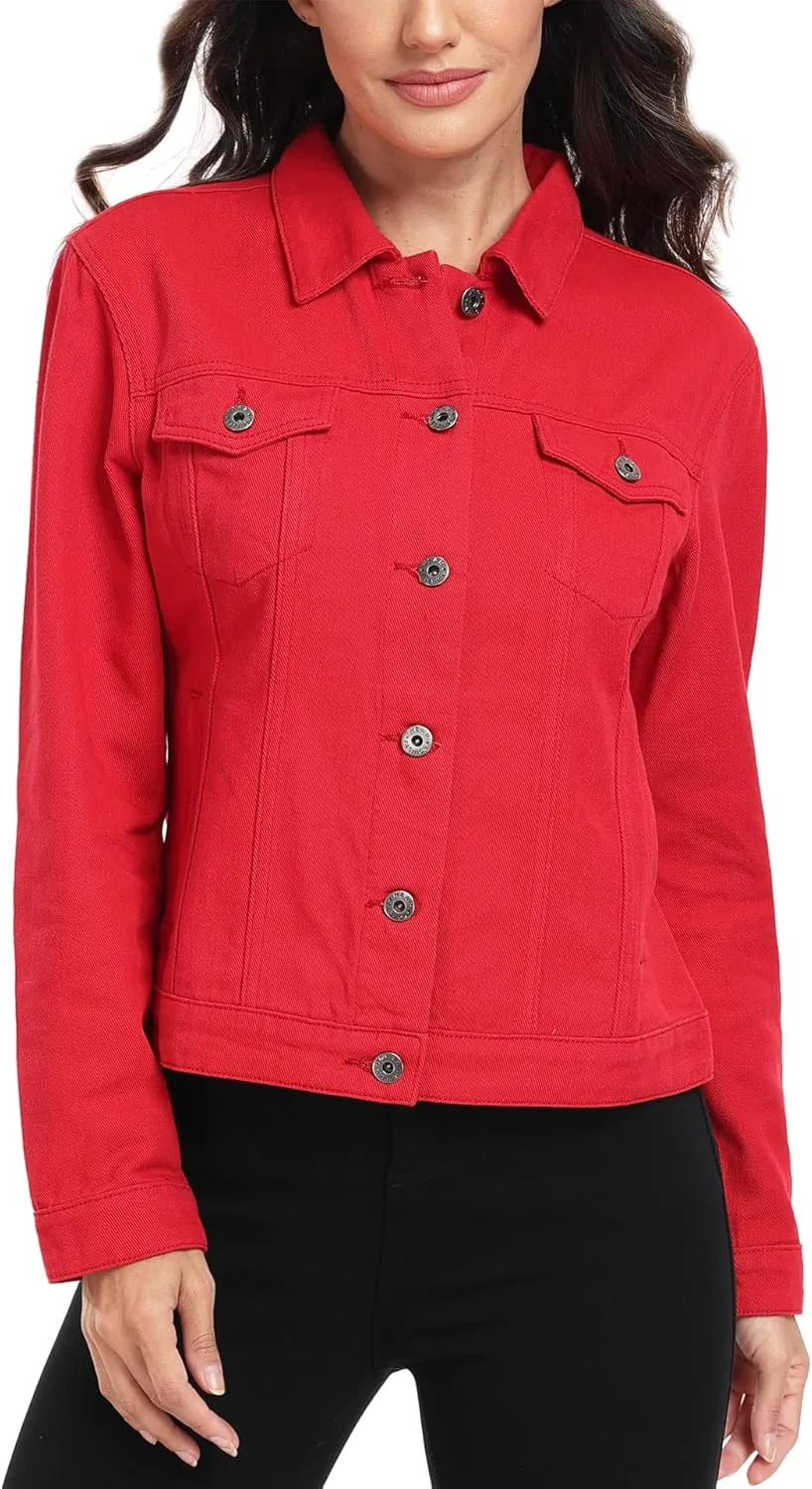MISS MOLY Women's Denim Jackets Button Up Long Sleeve Basic Trendy Trucker Jackets