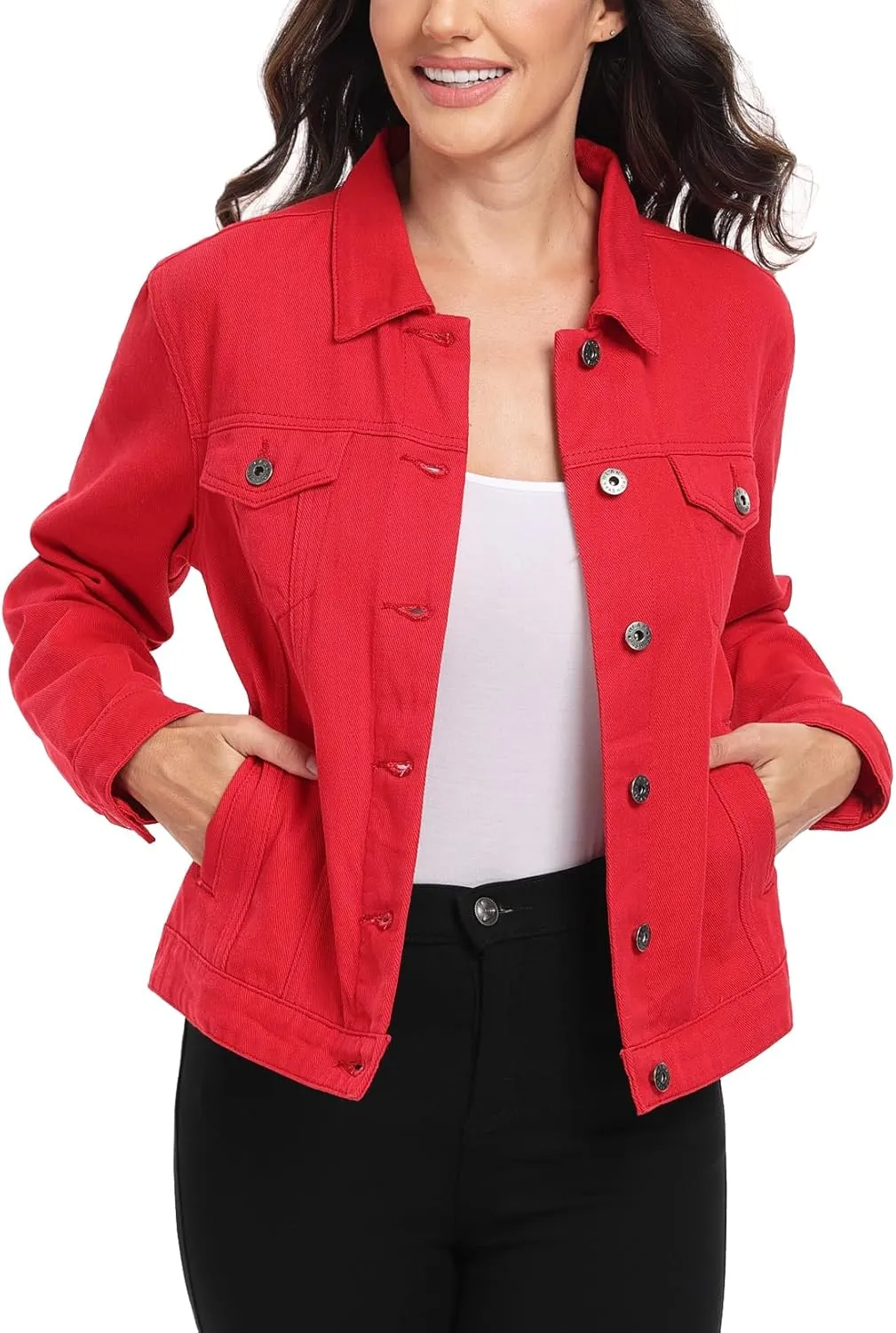MISS MOLY Women's Denim Jackets Button Up Long Sleeve Basic Trendy Trucker Jackets