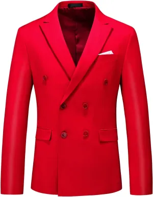 MOGU Men's Double-Breasted Suit Blazer Slim Fit Solid Color Sport Coat Jacket for Business, Wedding, Prom & Formal Events