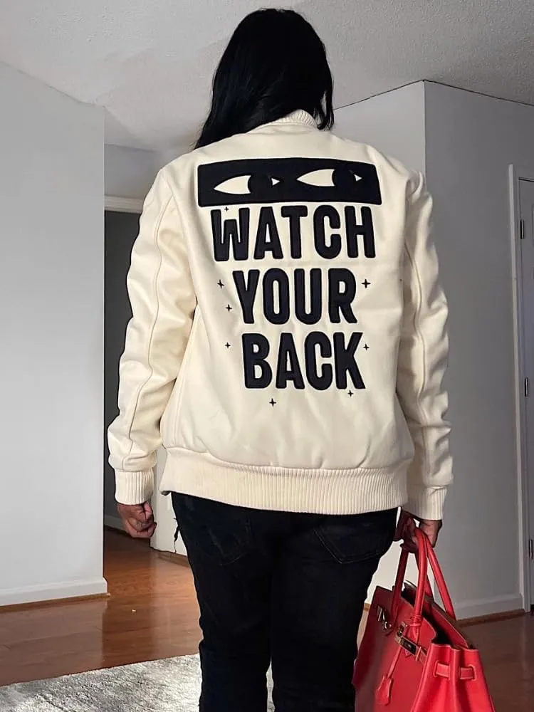 Molilove Varsity Jacket Women Baseball Bomber Jacket Vintage Sweatshirt College Casual Unisex Streetwear Coats Varsity Jacket