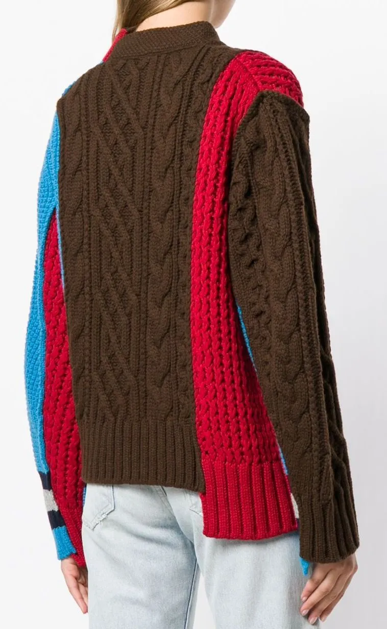 Multi-Panel Cable-Knit Sweater