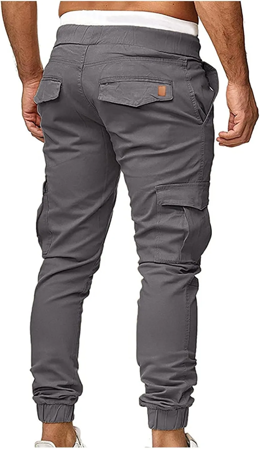 Muscularfit Mens Pants Khaki Slim Fit Drawstring Elastic Waist Loose Trouser Jogger Athletic Slacks Tapered Casual Sweatpants