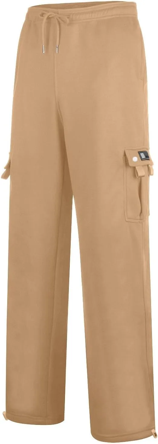 Muscularfit Mens Pants Straight Fit Solid Drawstring Stretch Waist Loose Straight Sweatpant Causal Fall Jogger Athletic Pants