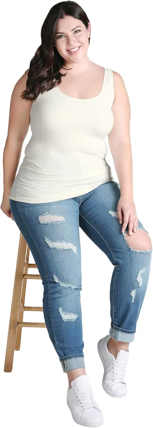NIKIBIKI Women Seamless Premium Classic Tank Top, Made in U.S.A, Plus Size