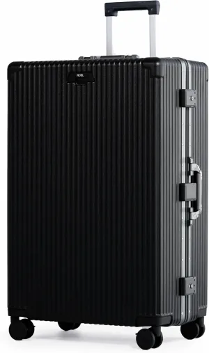 Nobl Travel Zipperless Check In Suitcase - Aluminum Frame, Check In luggage 30.25x20x12 Airline Approved by Noble Travel - Unbreakable Polycarbonate Shell - Dual TSA Locks, 360 Spinner Wheels - Black
