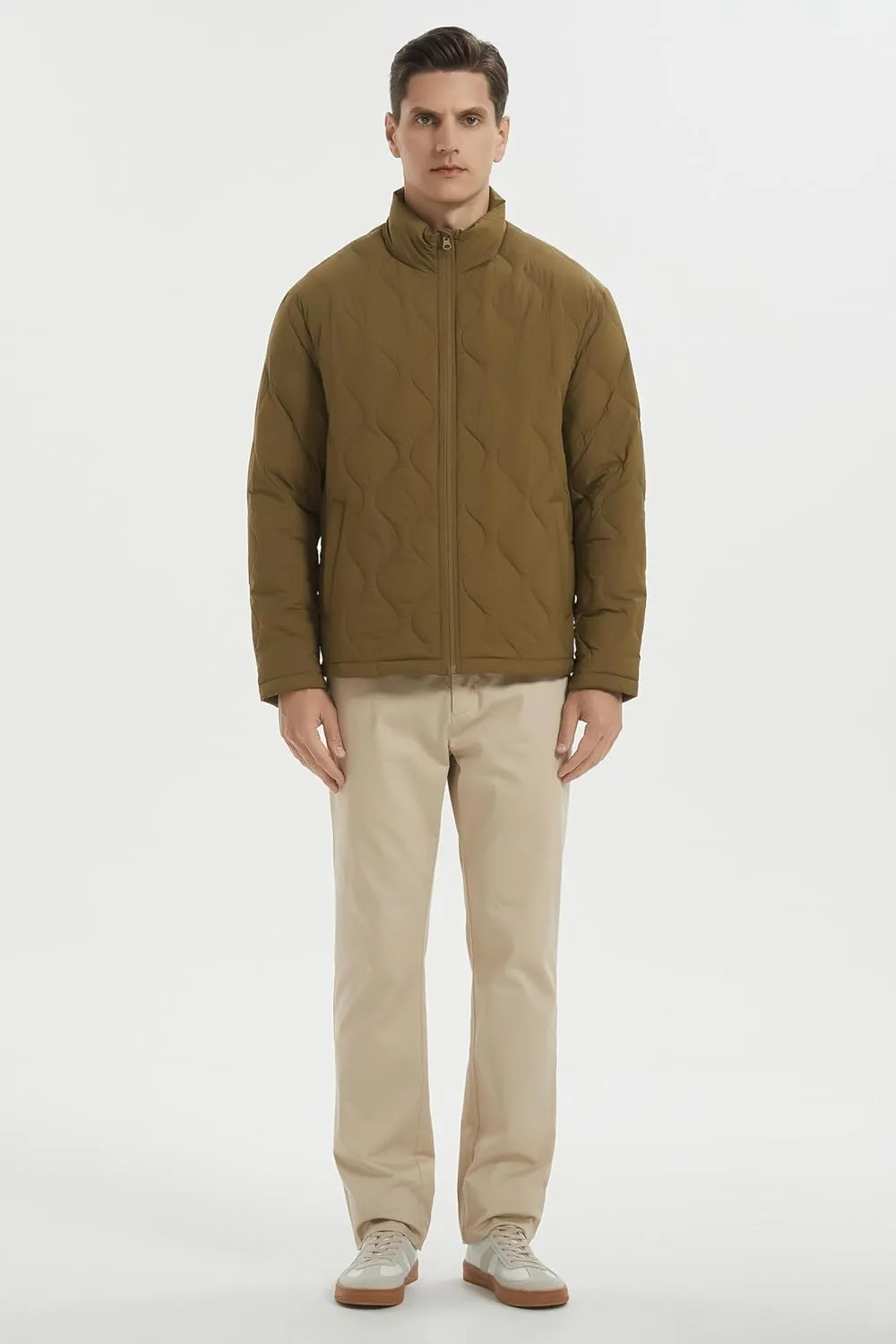 Orolay Men's Lightweight Quilted Bomber Jackets Full Zip Winter Down Coat Water Repellent Casual Outerwear