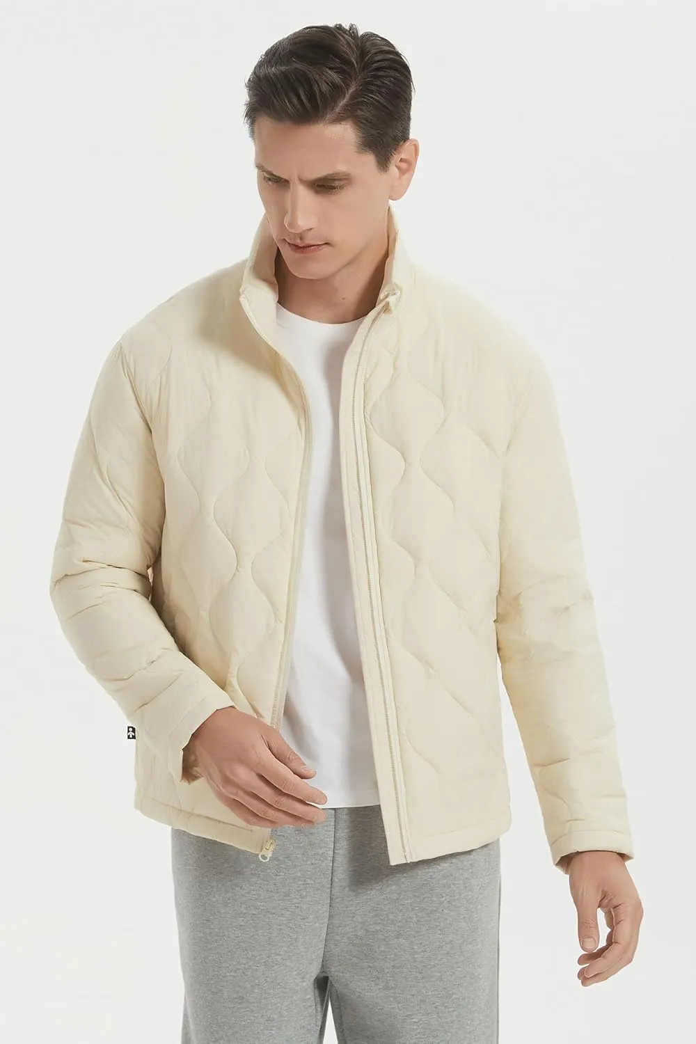 Orolay Men's Lightweight Quilted Bomber Jackets Full Zip Winter Down Coat Water Repellent Casual Outerwear