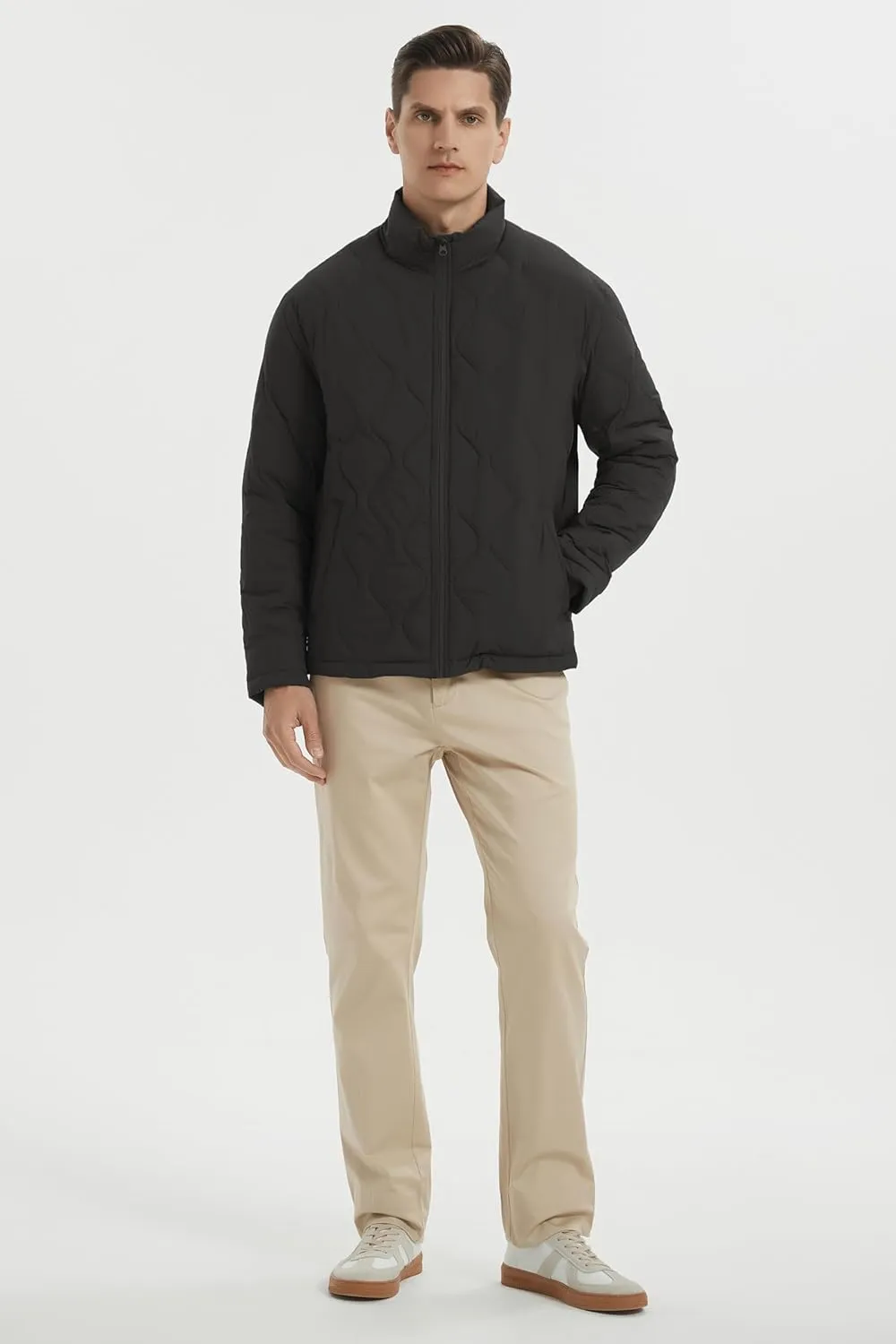 Orolay Men's Lightweight Quilted Bomber Jackets Full Zip Winter Down Coat Water Repellent Casual Outerwear
