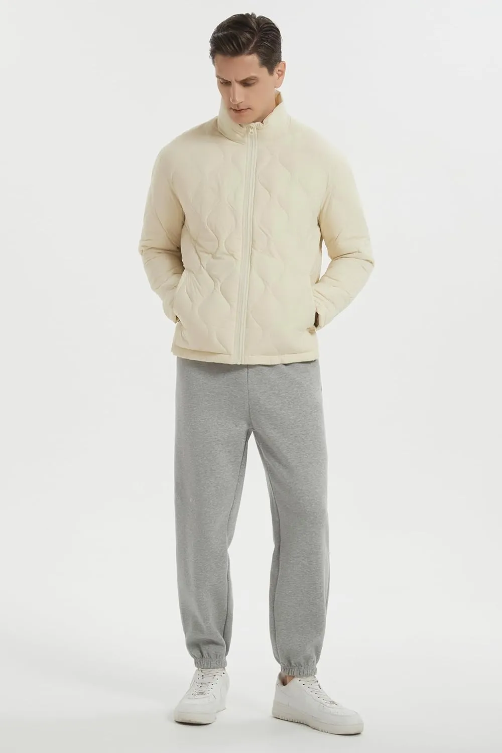 Orolay Men's Lightweight Quilted Bomber Jackets Full Zip Winter Down Coat Water Repellent Casual Outerwear