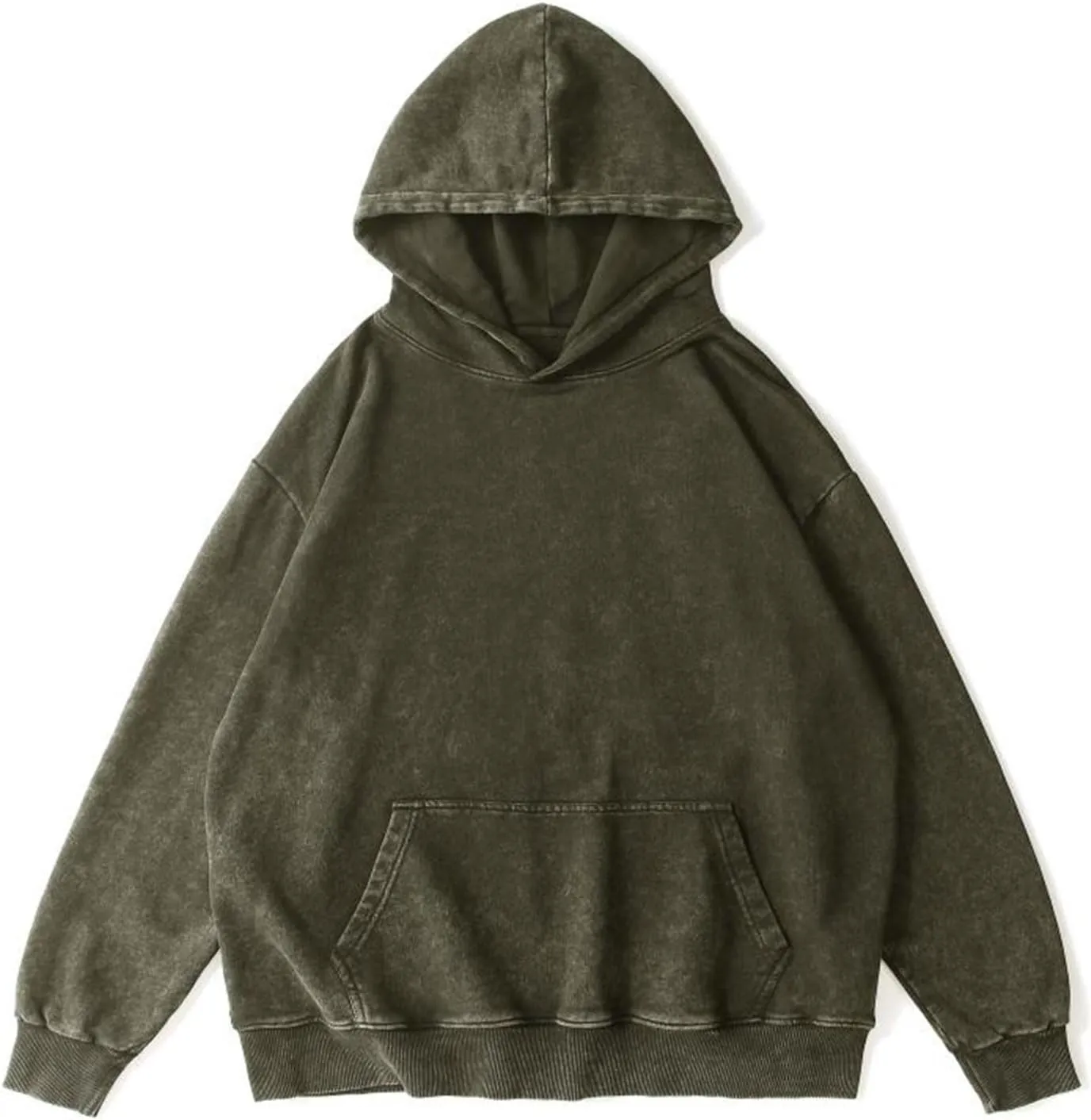 Oversized Acid Wash Vintage Hoodie Men Cotton Heavyweight Baggy Trendy Streetwear Hooded Sweatshirt Basic Pullover