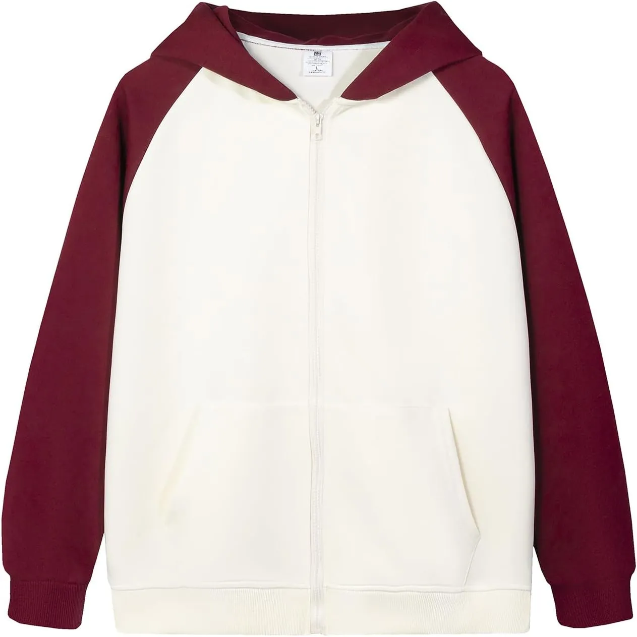 Oversized Color Block Full Zip Up Hoodies for Women Lightweight Hooded Sweatshirt Trendy Casual Jacket with Pockets