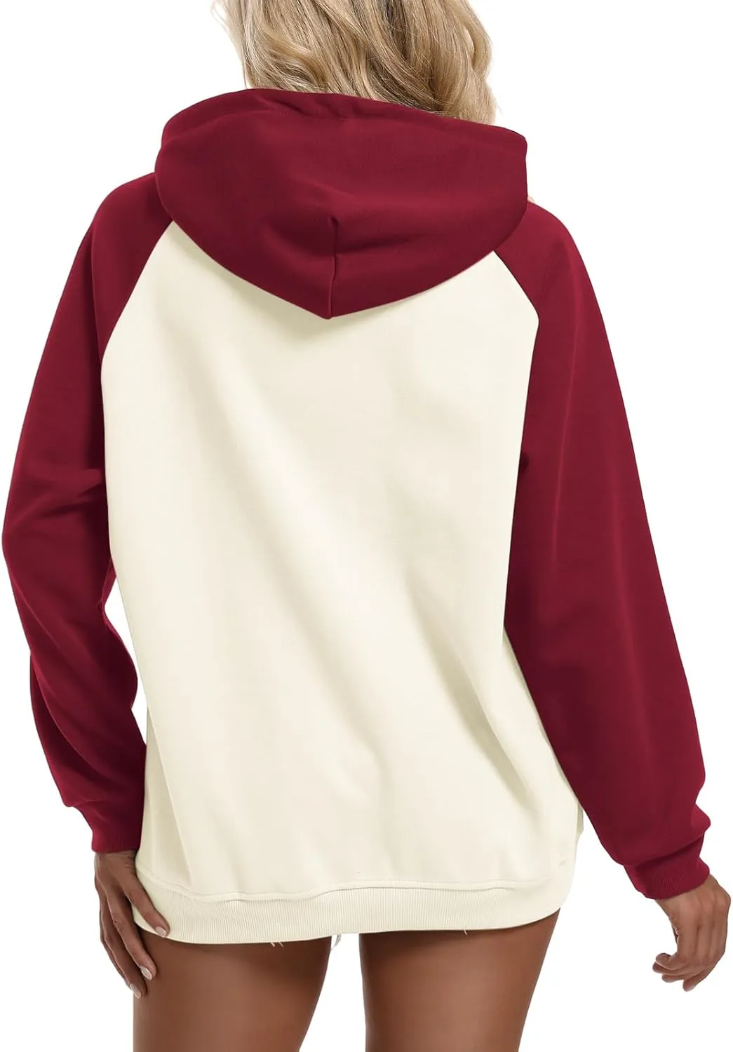 Oversized Color Block Full Zip Up Hoodies for Women Lightweight Hooded Sweatshirt Trendy Casual Jacket with Pockets