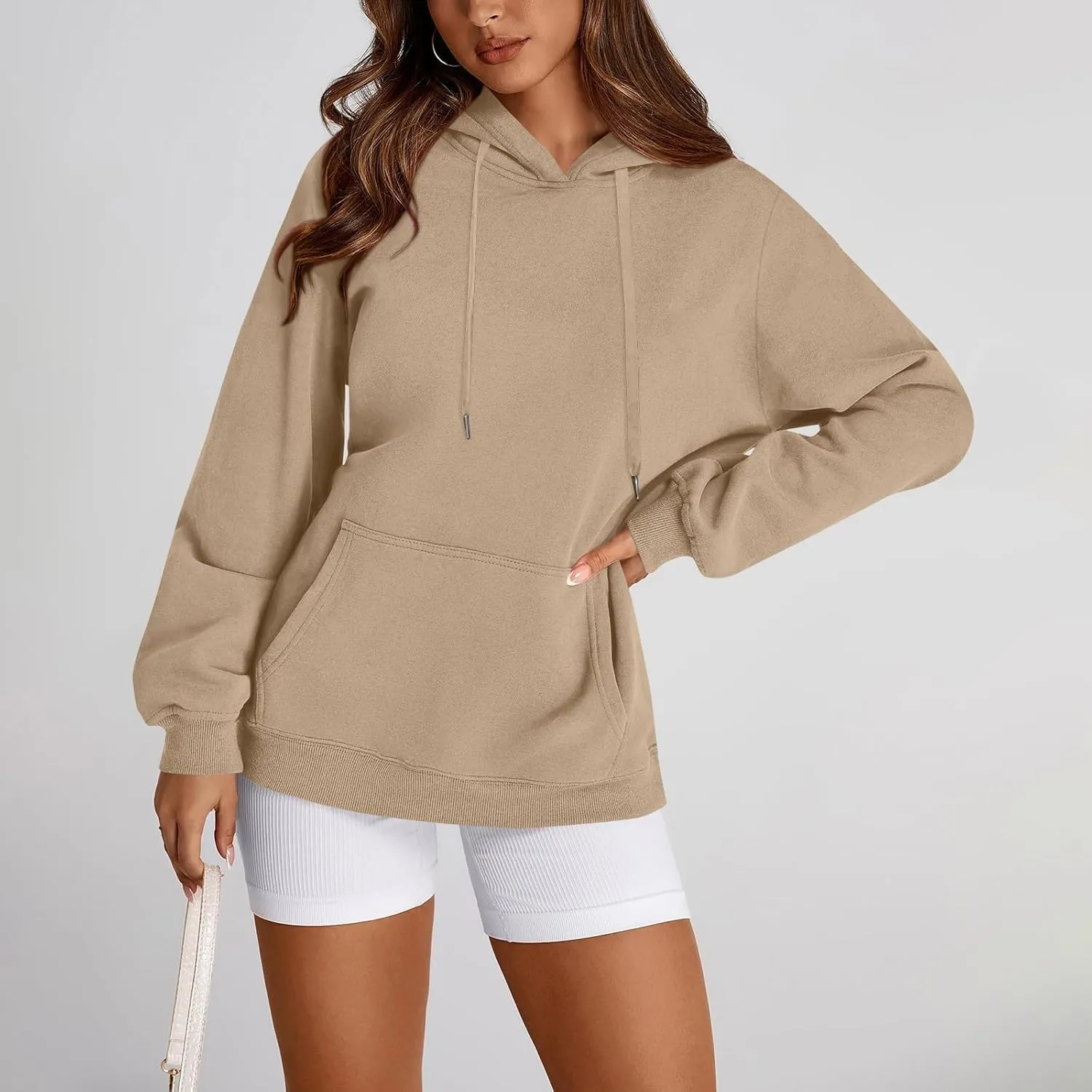 Oversized Hoodie for Women Drawstring Lightweight Pullover Sweatshirts Comfy Y2K Hoodies Fleece Winter Coat w/Pockets