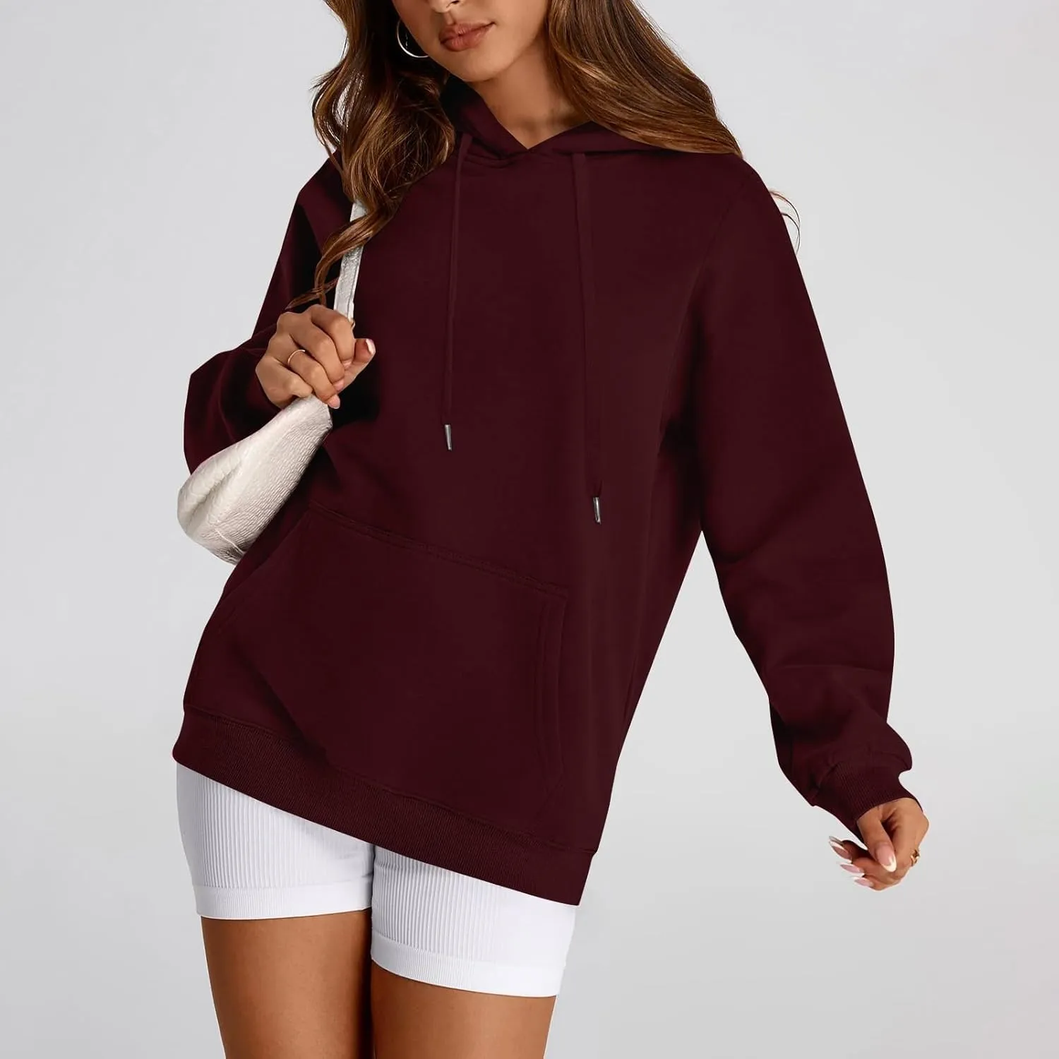 Oversized Hoodie for Women Drawstring Lightweight Pullover Sweatshirts Comfy Y2K Hoodies Fleece Winter Coat w/Pockets