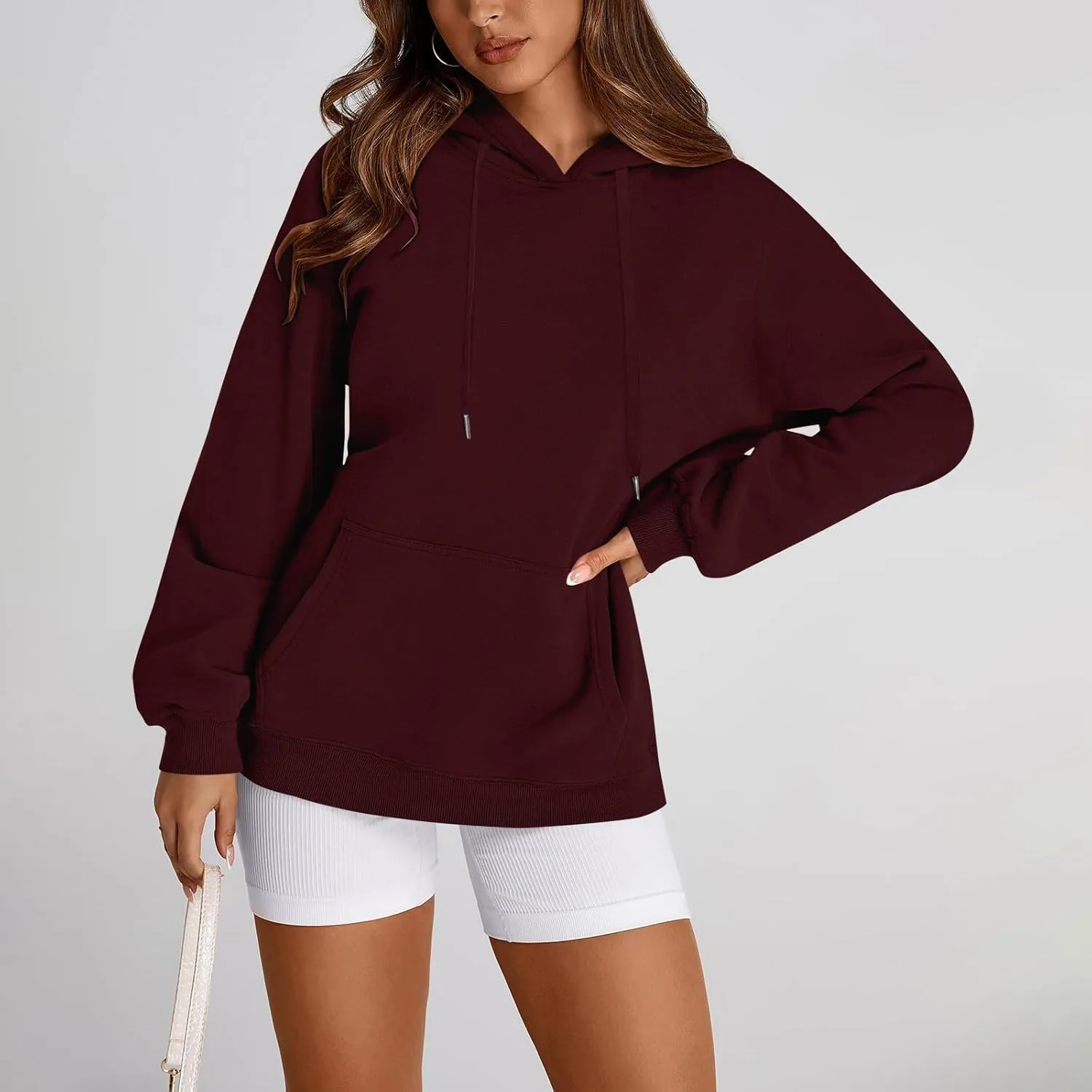 Oversized Hoodie for Women Drawstring Lightweight Pullover Sweatshirts Comfy Y2K Hoodies Fleece Winter Coat w/Pockets
