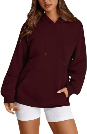Oversized Hoodie for Women Drawstring Lightweight Pullover Sweatshirts Comfy Y2K Hoodies Fleece Winter Coat w/Pockets