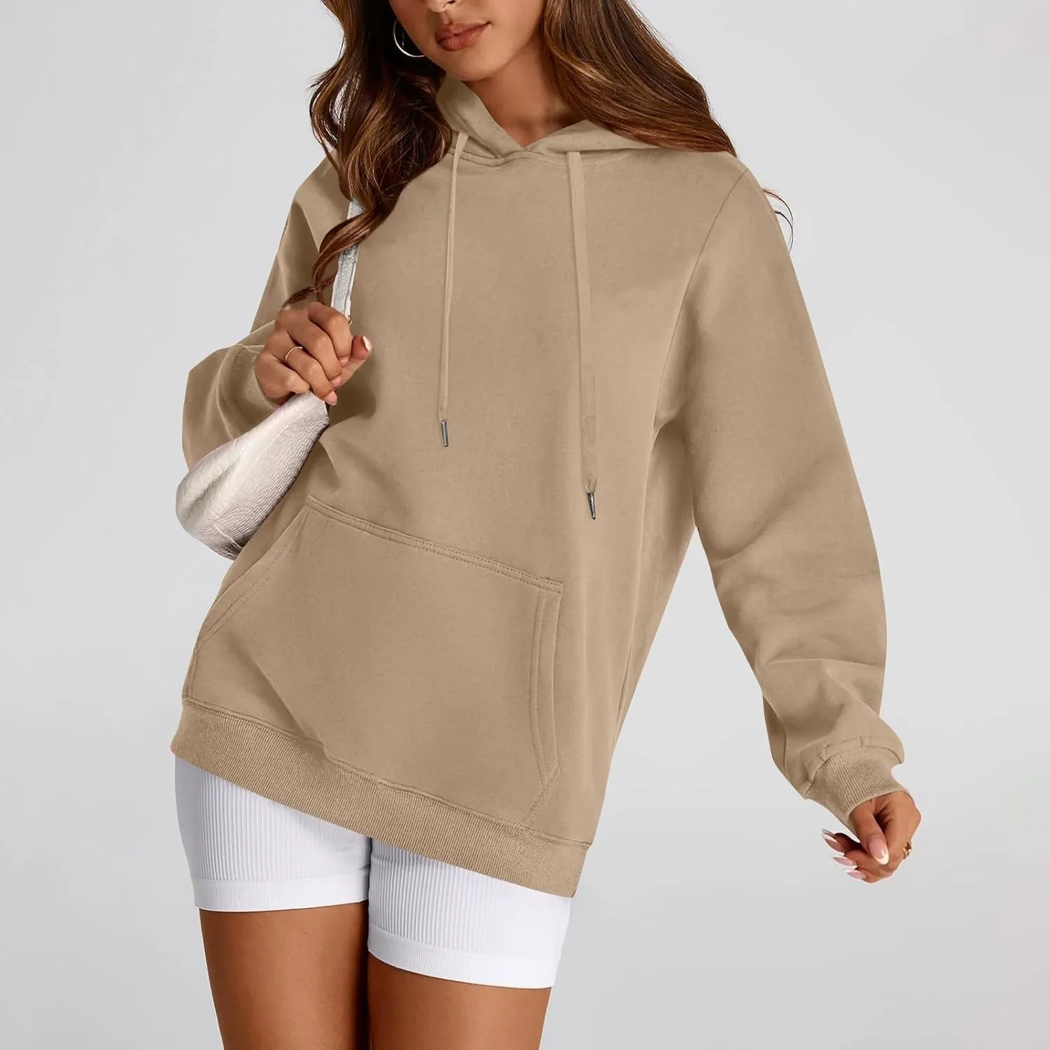 Oversized Hoodie for Women Drawstring Lightweight Pullover Sweatshirts Comfy Y2K Hoodies Fleece Winter Coat w/Pockets