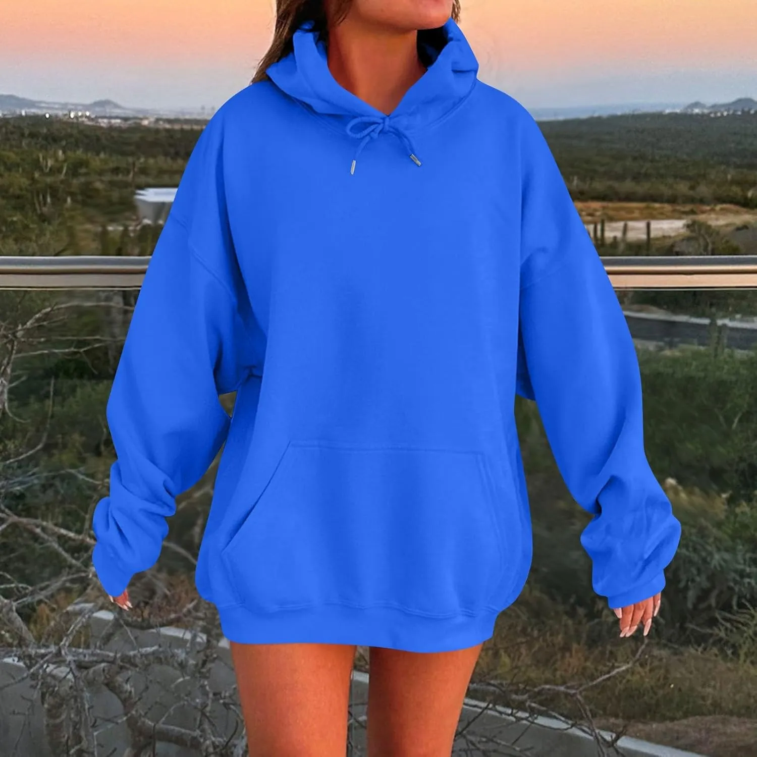 Oversized Hoodie For Women Plus Size Drop Shoulder Fleece Sweatshirts Comfy Pullover Tops Baggy Winter Coat w/Pockets