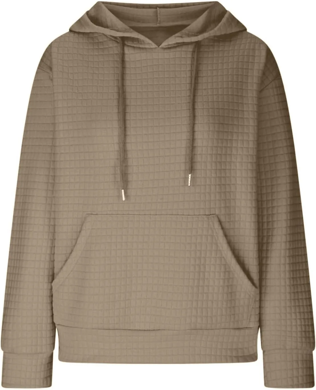 Oversized Hoodies for Women Trendy Casual Waffle Sweatshirt Y2k Drawstring Long Sleeve Pullover Cute Hoodie w/Pockets