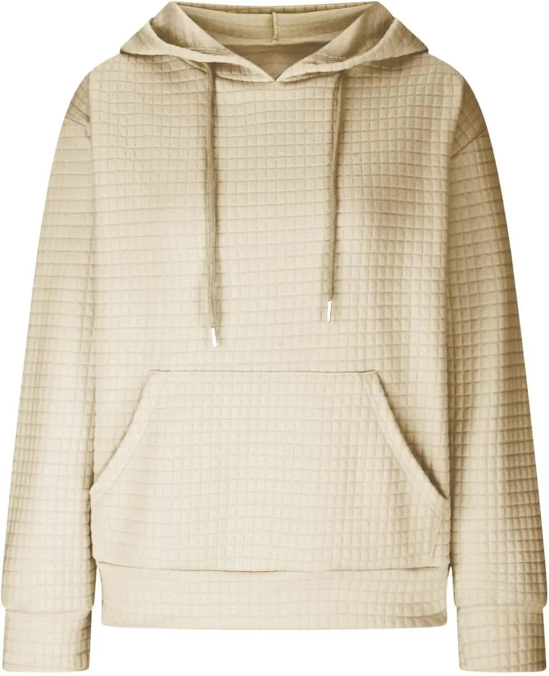 Oversized Hoodies for Women Trendy Casual Waffle Sweatshirt Y2k Drawstring Long Sleeve Pullover Cute Hoodie w/Pockets