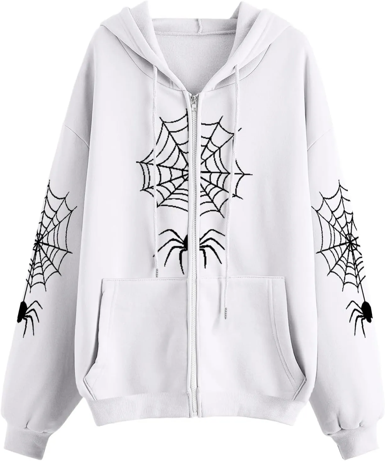 Oversized Zip up Hoodie for Women,Womens Y2k Zip Up Spider Graphic Hoodie,Halloween Rhinestone Oversized Hoodies