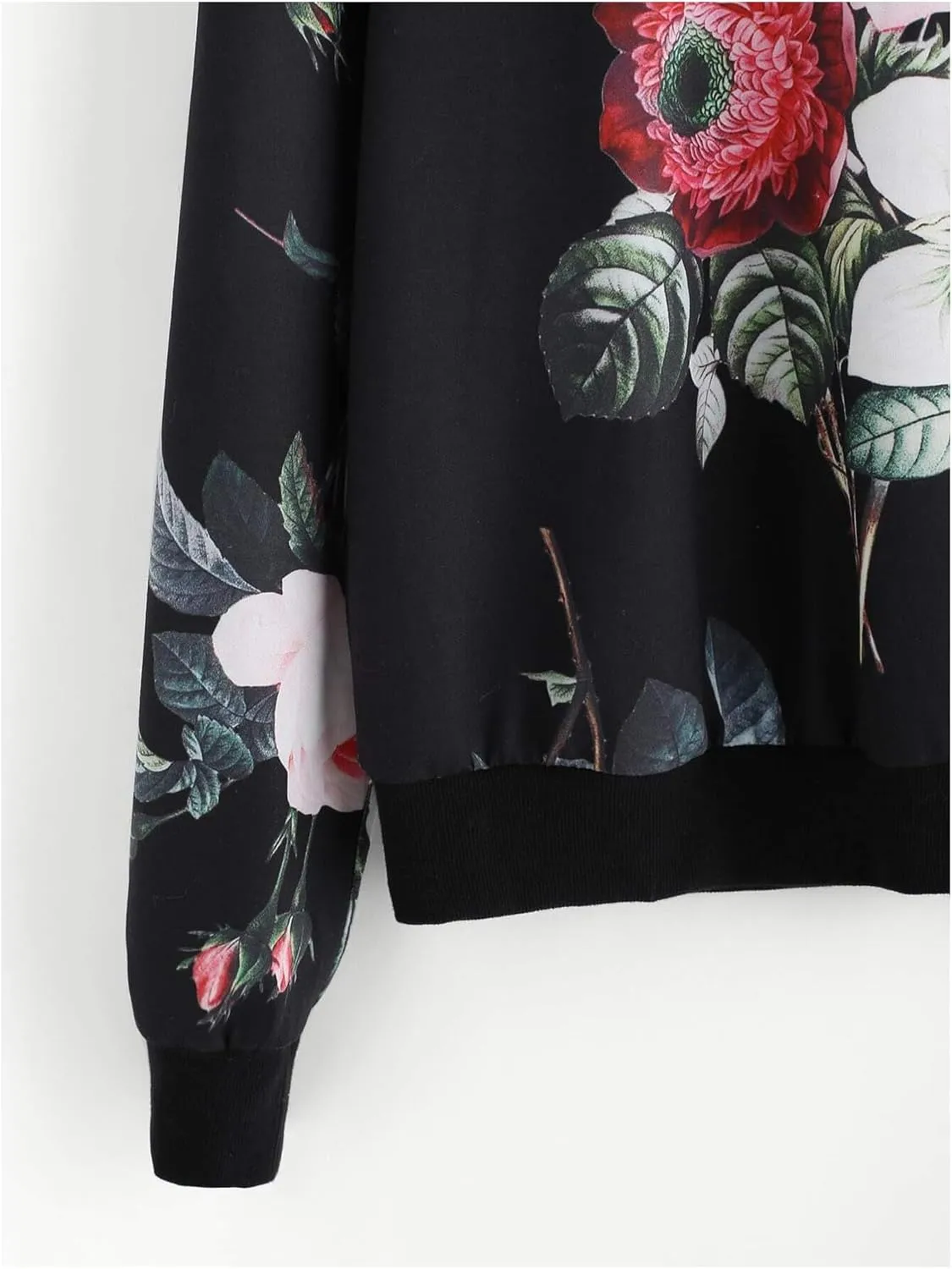 OYOANGLE Women's Casual Flower Print Long Sleeve Round Neck Pullover Sweatshirt Top