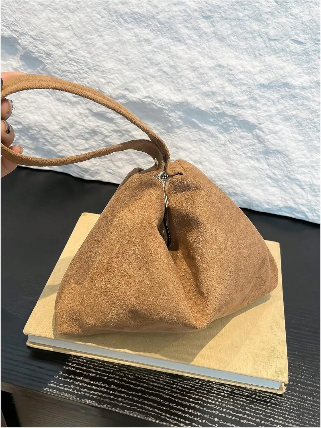 OYOANGLE Women's Small Square Top Handle Clutch Purse Zipper Closure Dumpling Bags