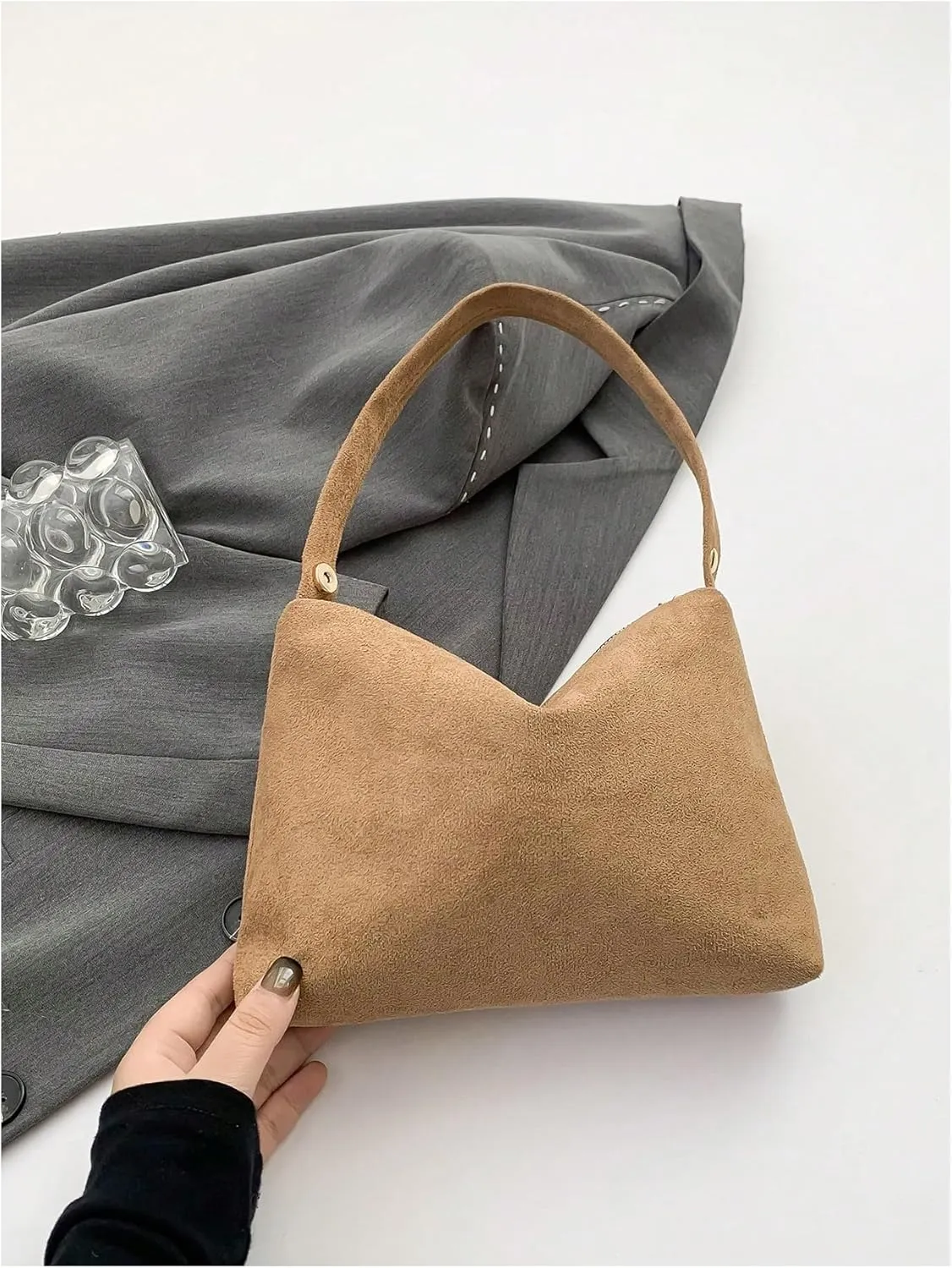 OYOANGLE Women's Small Square Top Handle Clutch Purse Zipper Closure Dumpling Bags