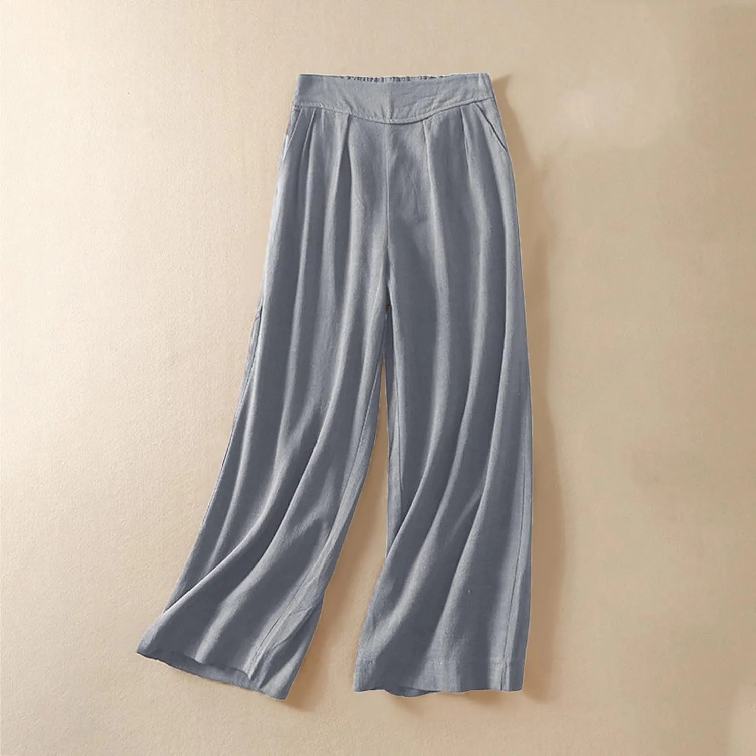 Palazzo Pants for Women Elastic High Waisted Pants Summer Linen Wide Leg Lounge Trousers Sporty Joggers