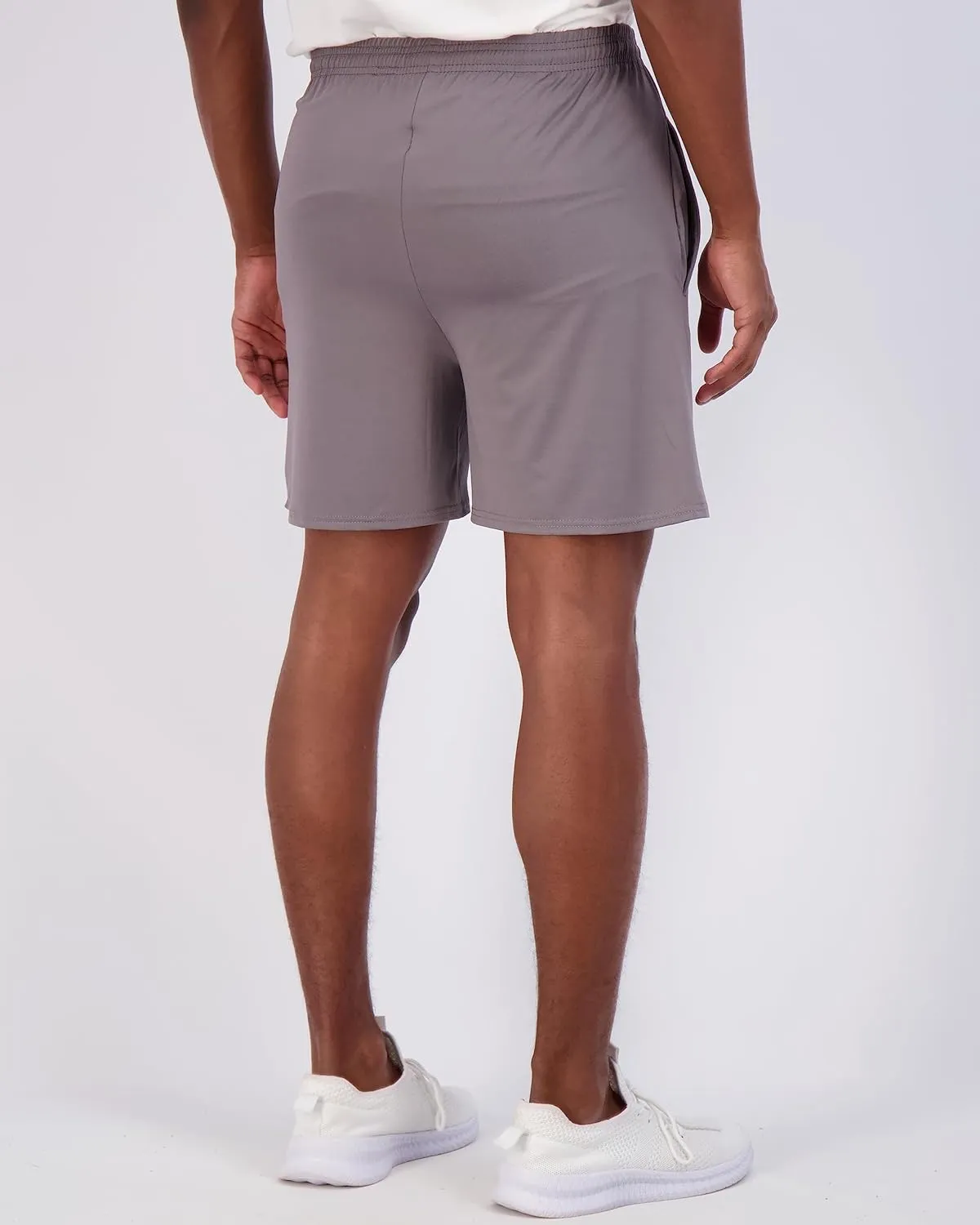 Real Essentials 5 Pack: Men's 5" Inseam Dry-Fit Running Workout Shorts - Pockets & Drawstring (Available in Big & Tall)