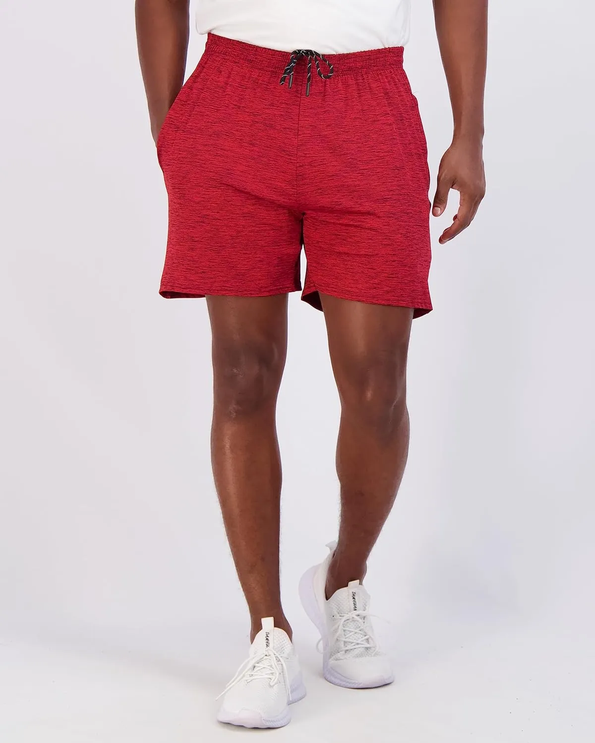 Real Essentials 5 Pack: Men's 5" Inseam Dry-Fit Running Workout Shorts - Pockets & Drawstring (Available in Big & Tall)