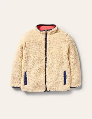Reversible Zip-up Sweater-Ecru Rainbow