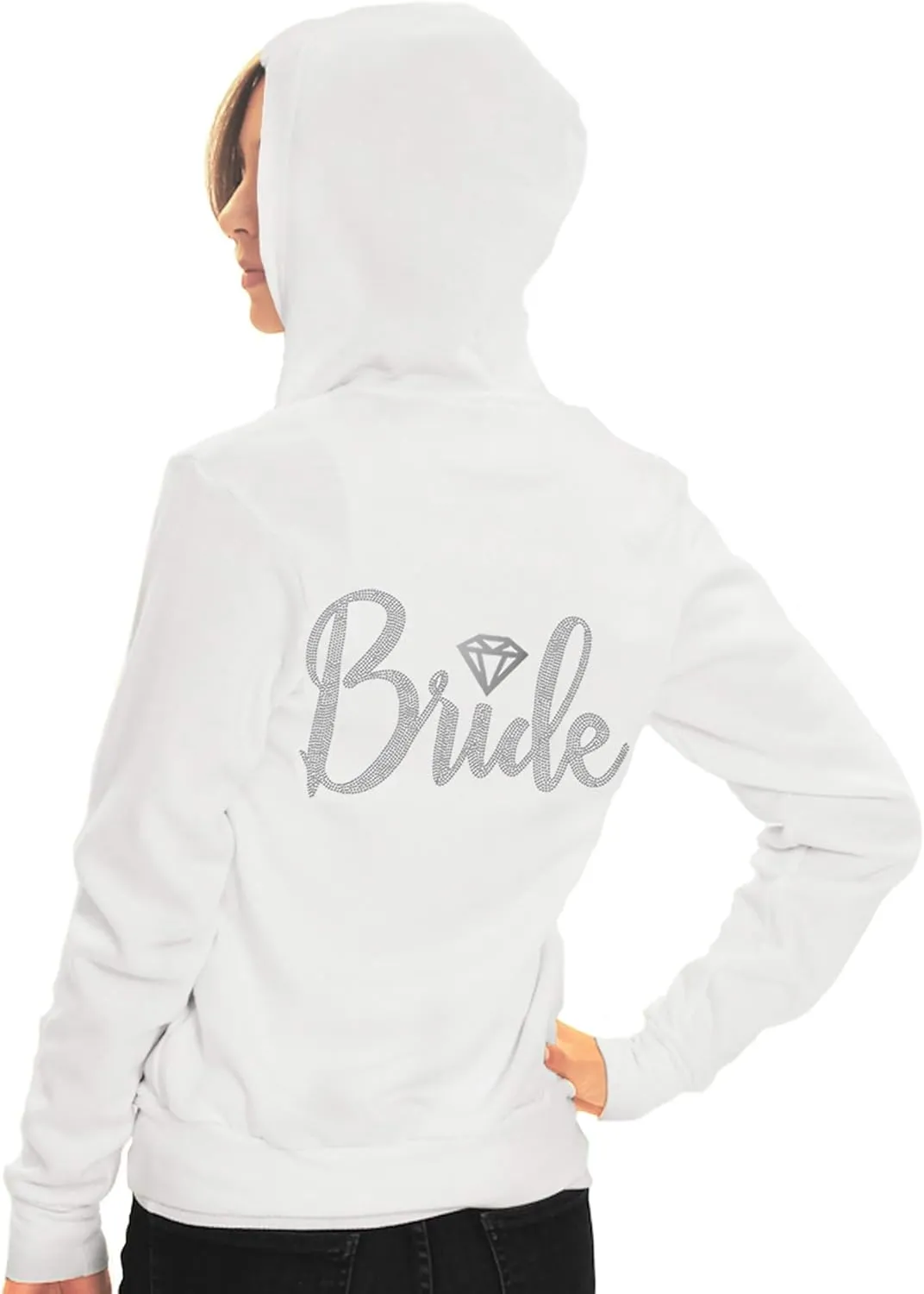 RhinestoneSash Bride Sweatshirt - Bride to Be Bridal Shower Spa Day Zip Up Jacket - Bachelorette Party Hoodie