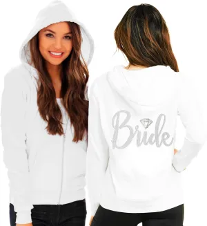 RhinestoneSash Bride Sweatshirt - Bride to Be Bridal Shower Spa Day Zip Up Jacket - Bachelorette Party Hoodie
