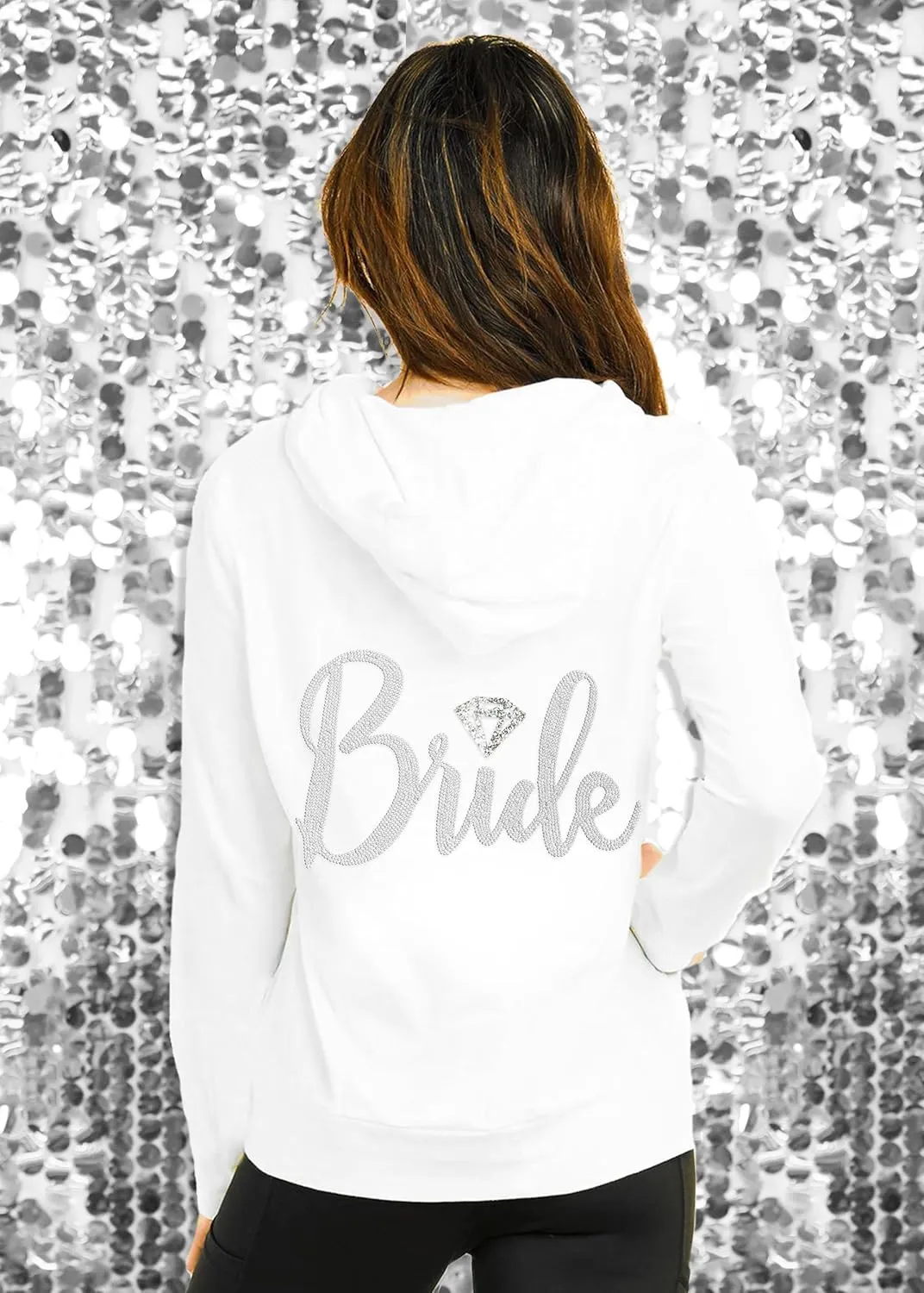 RhinestoneSash Bride Sweatshirt - Bride to Be Bridal Shower Spa Day Zip Up Jacket - Bachelorette Party Hoodie