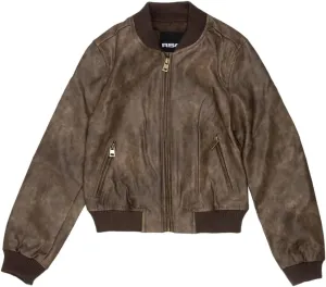 Rsq Girls Washed Faux Leather Bomber Jacket