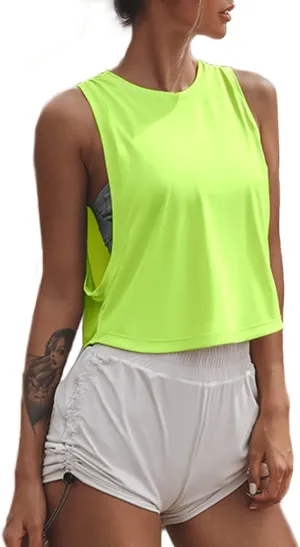 Sanutch High Neck Crop Top Workout Shirts Cropped Muscle Tank for Women