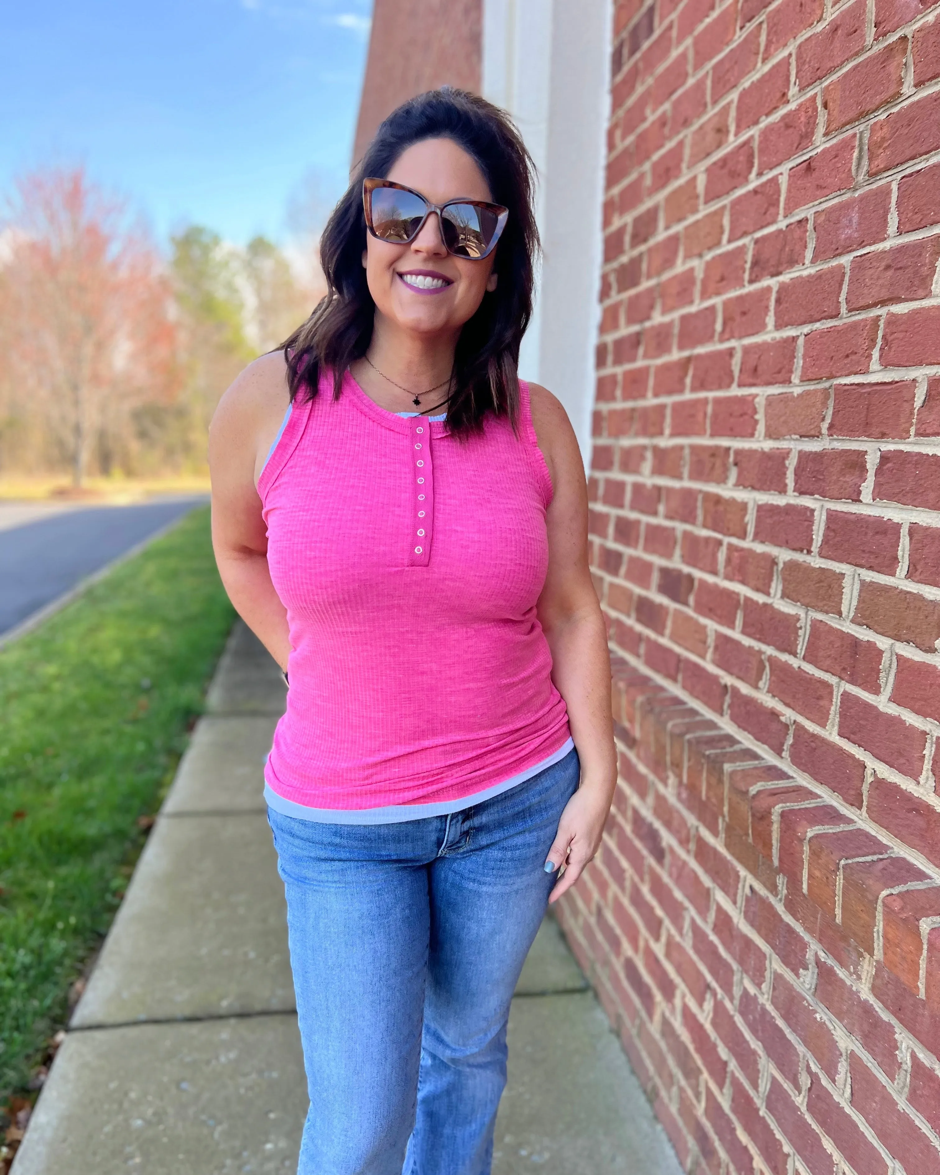 Sawyer Ribbed Tank in Fuchsia FINAL SALE