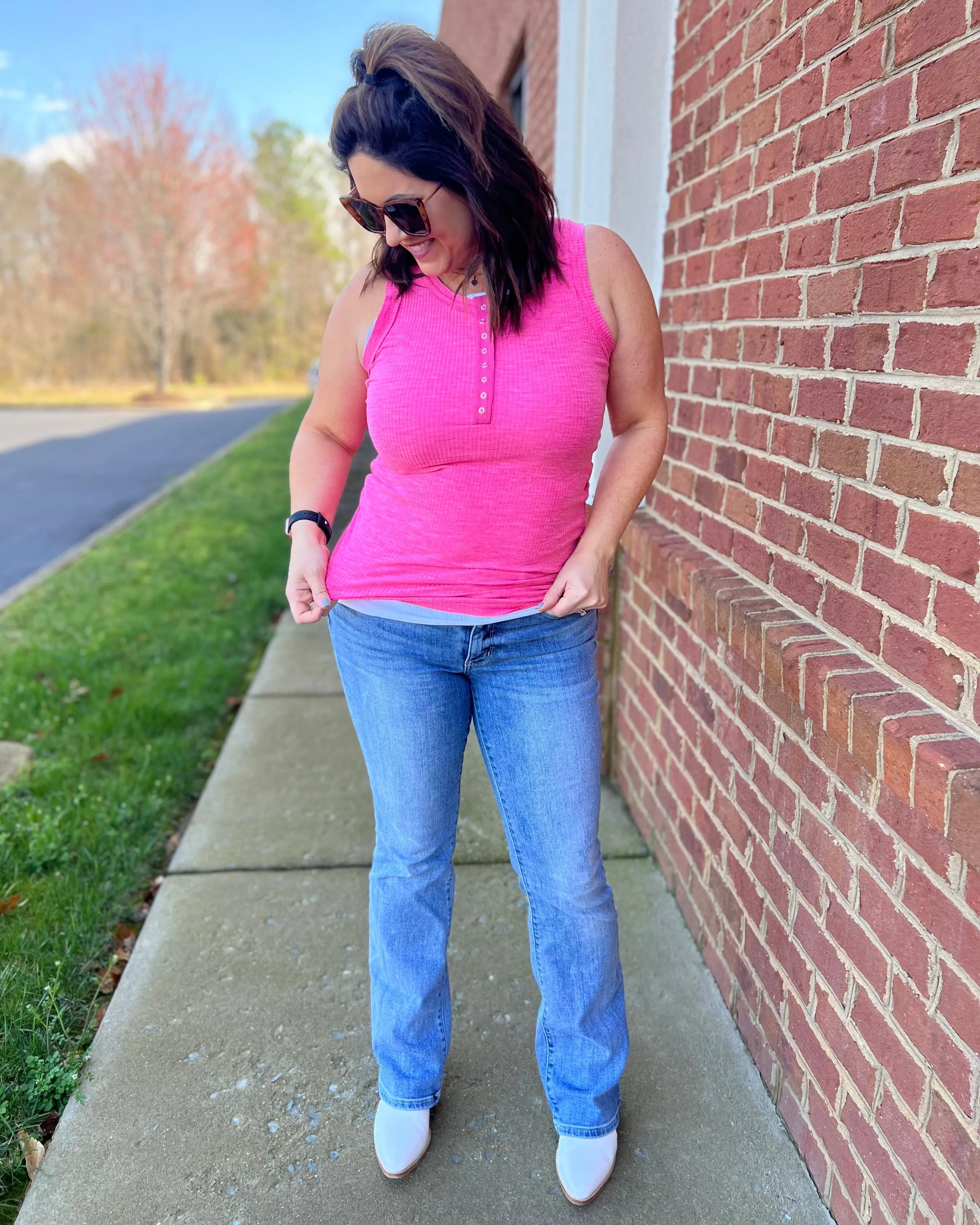 Sawyer Ribbed Tank in Fuchsia FINAL SALE