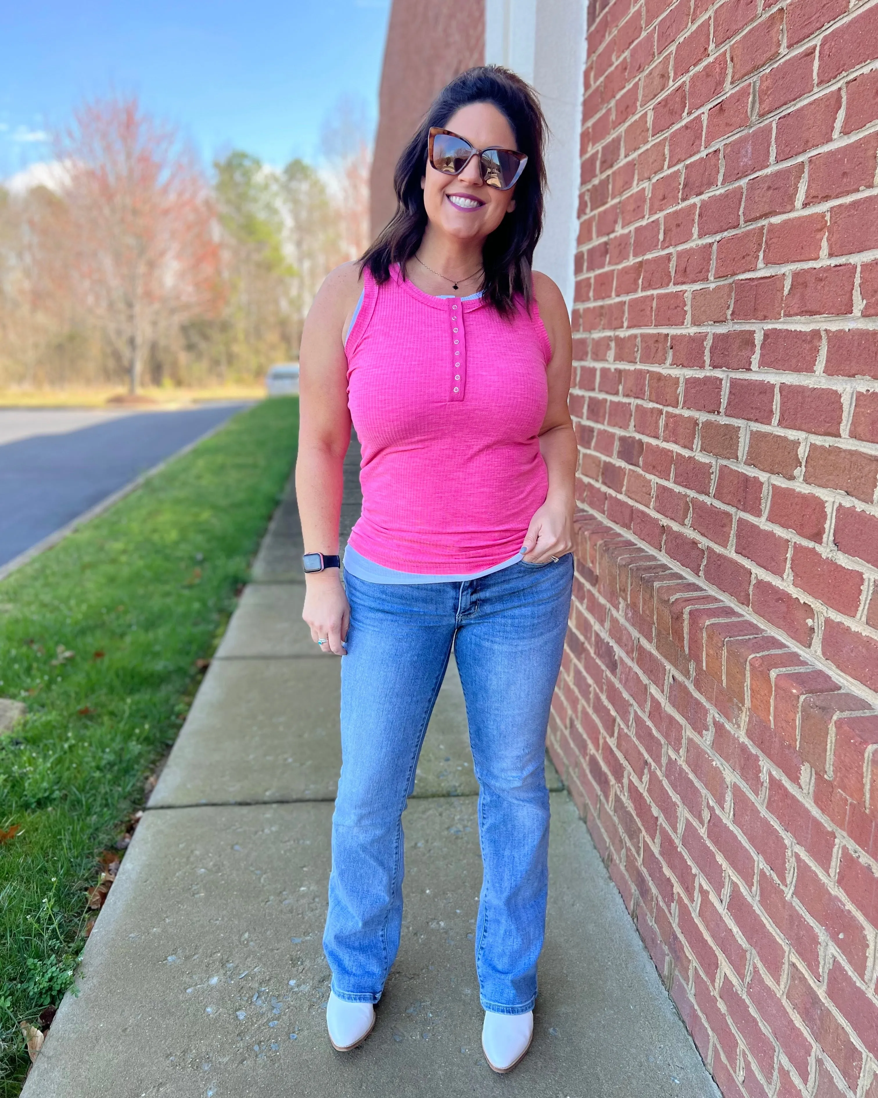 Sawyer Ribbed Tank in Fuchsia FINAL SALE