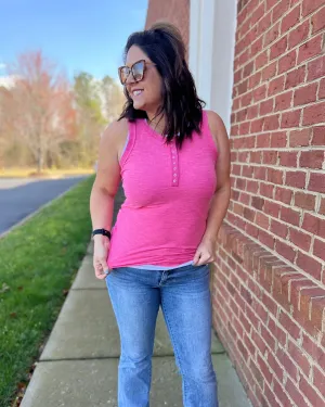 Sawyer Ribbed Tank in Fuchsia FINAL SALE