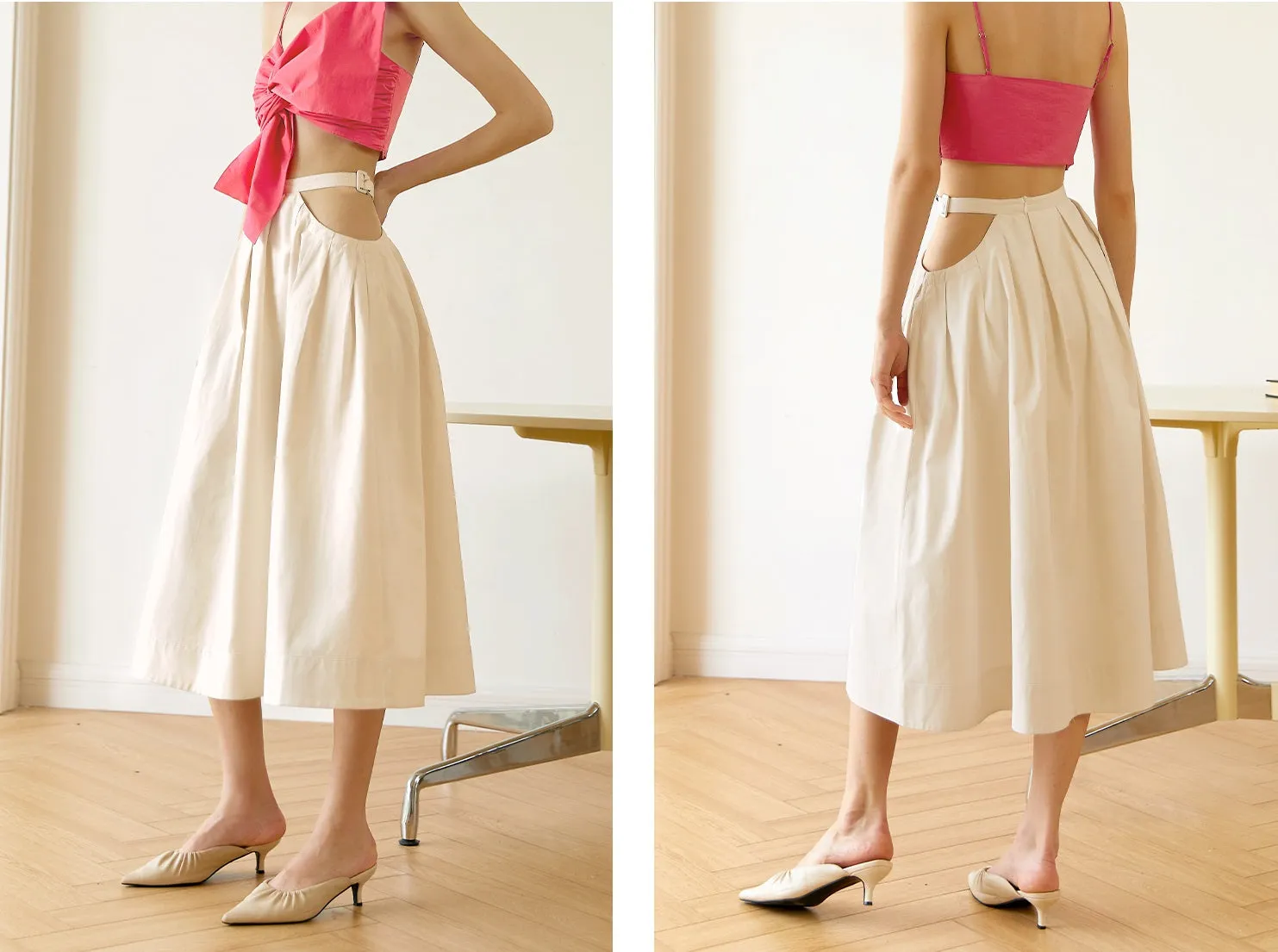 Sexy waistless A-line skirt combined with a three-dimensional bow outerwear sling crop top- Daca