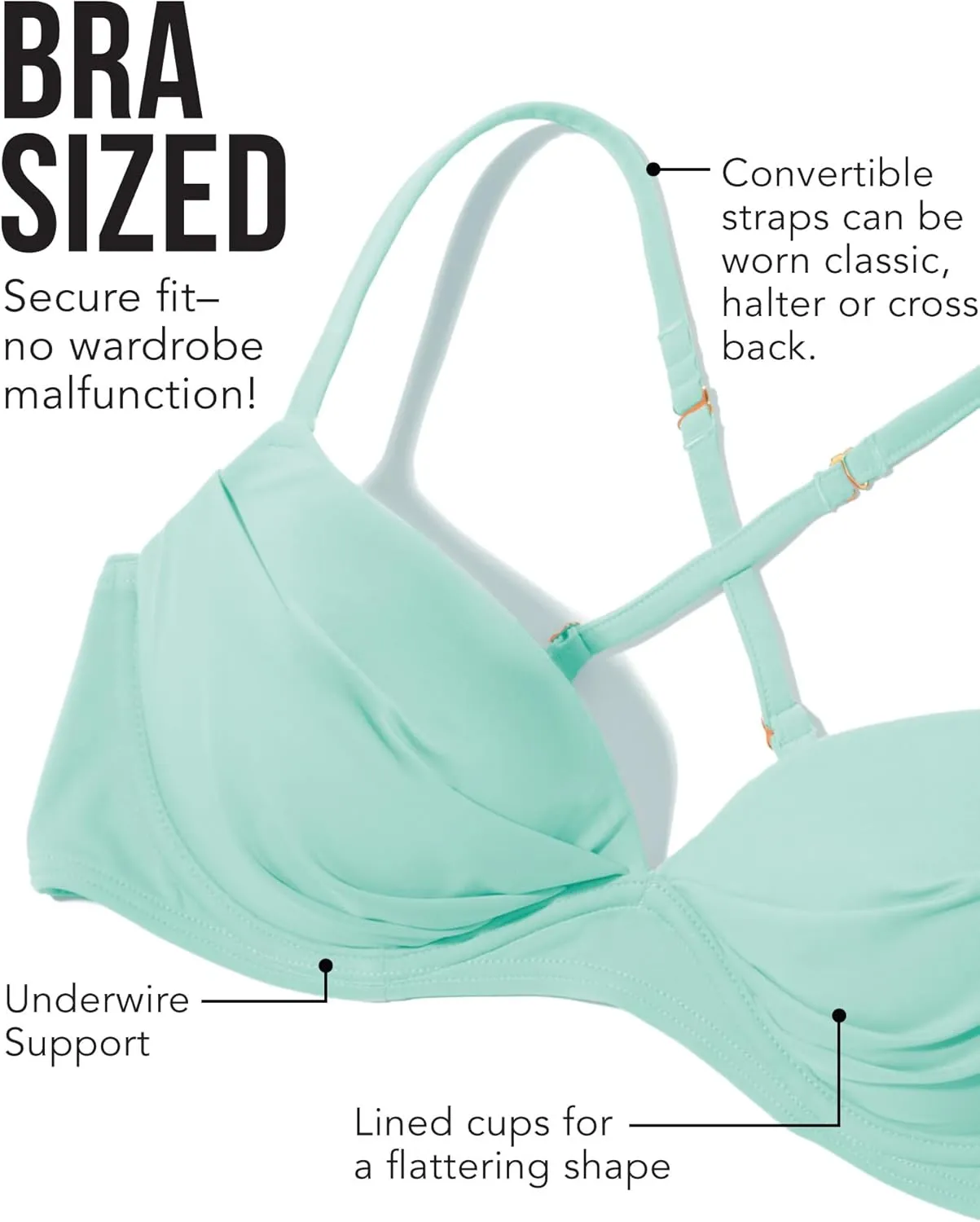 Smart & Sexy Women's Swim Secret Convertible Push-Up Bikini Top